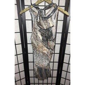 Womens Animal Print Sleeveless Top‎ M Size Medium Party Ties In Back